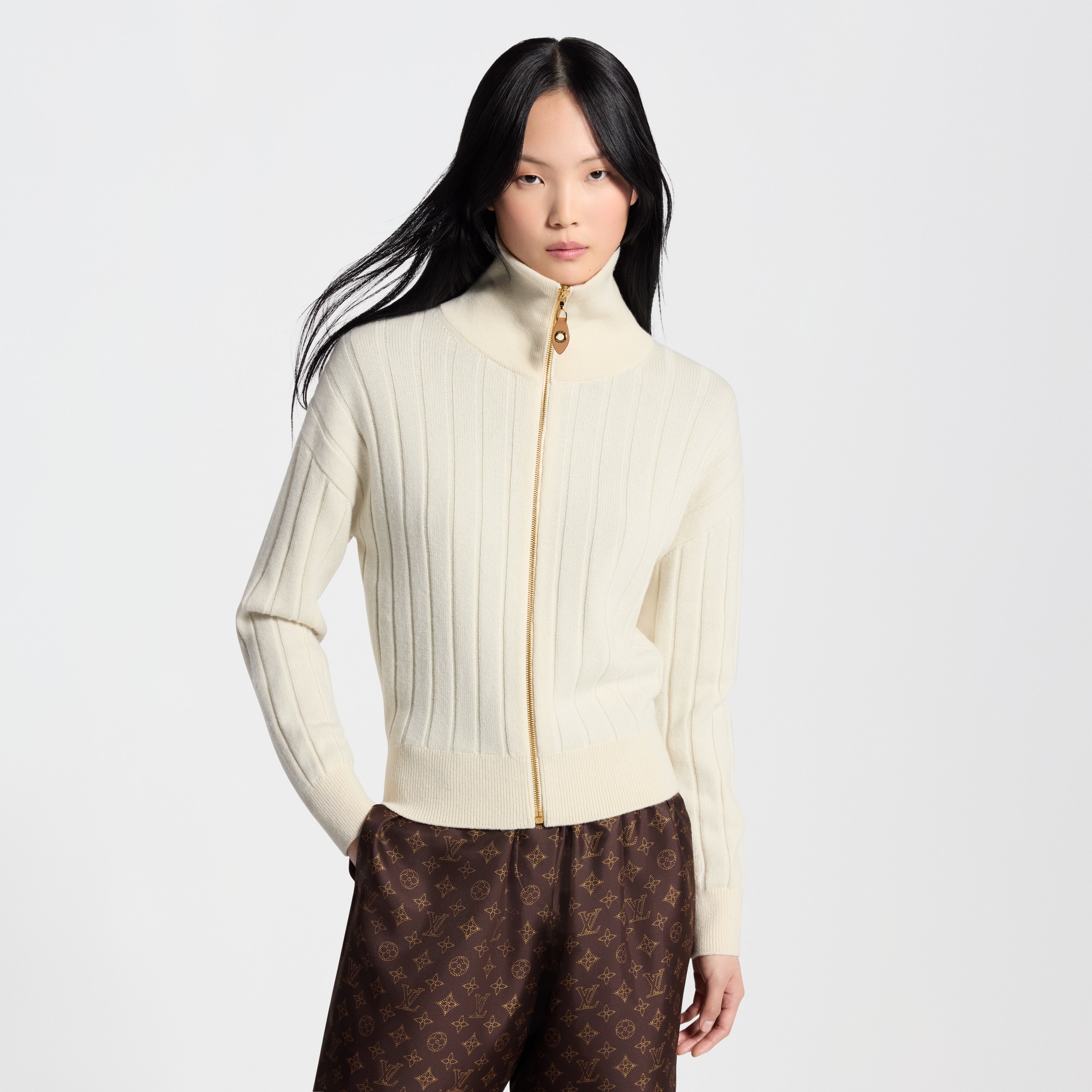 Ribbed-Knit Zip-Up Cardigan - Ready-to-Wear | LOUIS VUITTON